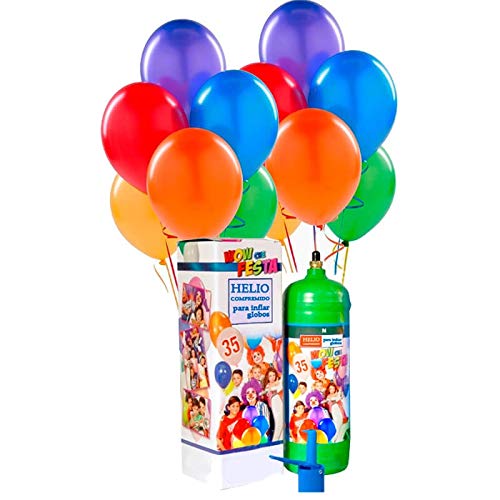 Bombonas Helio Desechable 0.25m3 con 30 Globos Pastel y Lazos