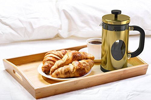 bonVIVO GAZETARO I Cafetera Francesa (French Press) y Prensa Francesa de Embolo Fabricada con Acero Inoxidable - Cafetera Filtro con Acabado en Oro con Filtros, tamaño: 1 L / 1000ml