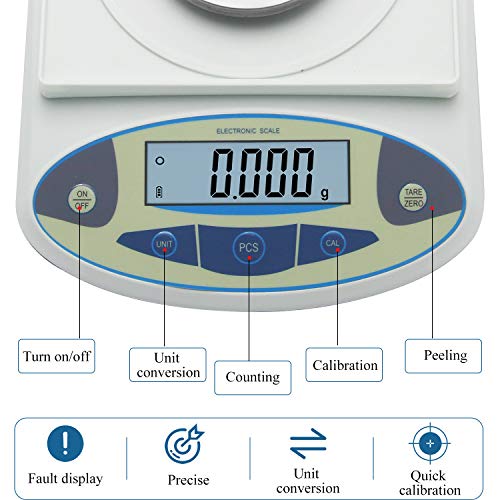 Bonvoisin 0.001g Balanza Analítica Electrónica Báscula de Laboratorio de Alta Precisión de 1mg Balanza Científica Balanzas de Joyería Balanza de Cocina Dorada Balanza con Parabrisas (100gx0.001g)