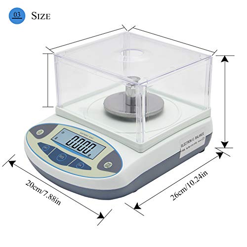 Bonvoisin 0.001g Balanza Analítica Electrónica Báscula de Laboratorio de Alta Precisión de 1mg Balanza Científica Balanzas de Joyería Balanza de Cocina Dorada Balanza con Parabrisas (100gx0.001g)