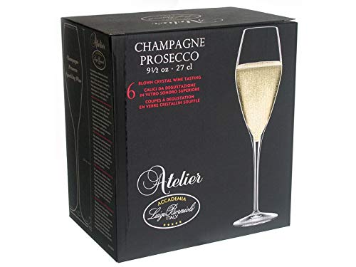 Bormioli Luigi Atelier Set Calici per Prosecco, Vetro Sonoro, Trasparente, 27 cl, 6 Pezzi