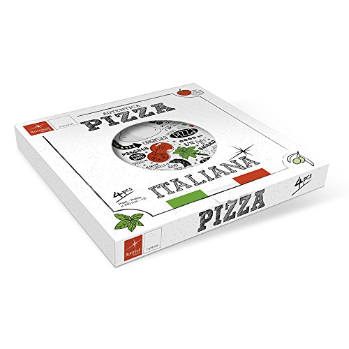 Bormioli Rocco 5182400 Plato ópalo circular con diseño de recetas de pizza, 33 cm, 1 unidad