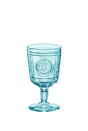 Bormioli Rocco Bormioli Romantic - Juego de 4 copas de cristal, color azul, 32 cl