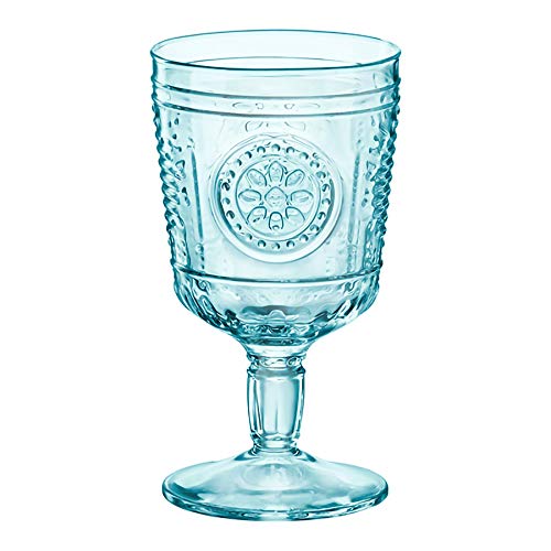 Bormioli Rocco Romantic - Juego de Copas para Vino - Diseño Italiano Tradicional - Azul - 320 ml - Pack de 12