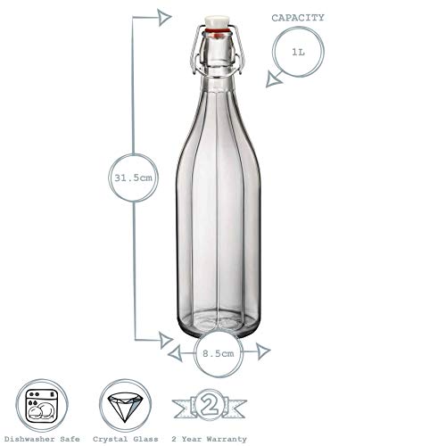 Bormioli Rocco Tabla Agua Oxford Claro Vino de la porción Superior del oscilación de la Botella - 1000 ml - Pack de 6