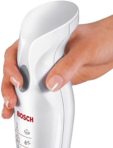 Bosch Mixxo MSM6B150 - Batidora de mano, 300 W, velocidad Turbo, cúpula con cuchilla de acero inoxidable, con vaso de mezclas, color blanco