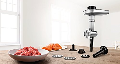 Bosch MUZ9HA1 Set picador de carne y verduras para robots de cocina OptiMUM, Acero y negro