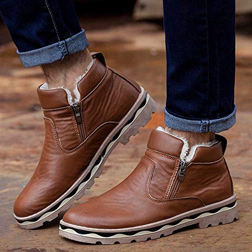 Botas de Nieve para Hombre,ZARLLE Botas de Nieve de Media Caña Zapatillas Cuero Casual Hombres Vintage Moda Cómodas Calzado Andar Zapatos Planos Bambas Botitas con Cierre