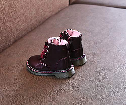 Botas Militares para Unisex Bebé Niños Niñas Otoño Invierno 2018 Moda PAOLIAN Botines de Agua Planos con Cordones Zapatos Primeros Pasos para Niñas Fiesta Calzado de Charol Zapatillas Exterior