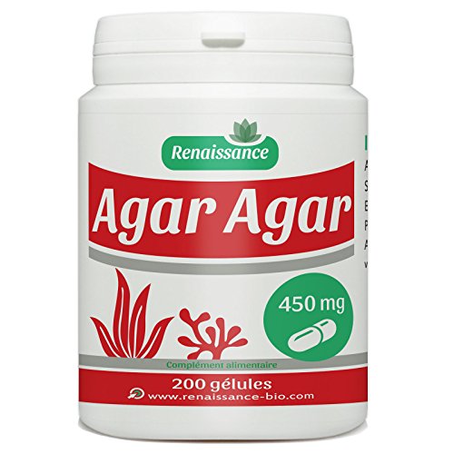 Bote de 200 cápsulas de agar agar, 450 mg