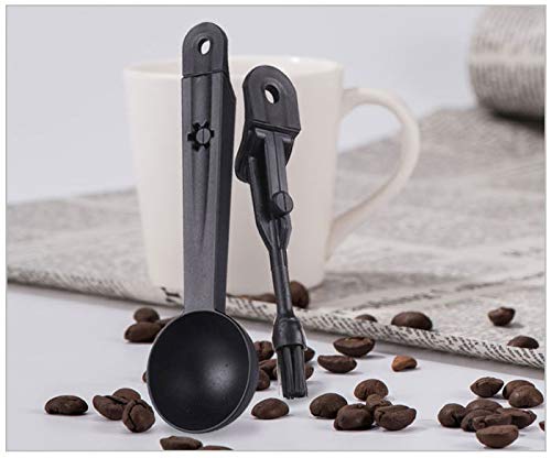 Bote de café hermético de 1200 ml con rastreador de fecha, válvula de liberación de CO2 con cuchara medidora, cepillo de limpieza, para café, té, frutos secos y polvos, acero inoxidable, color negro