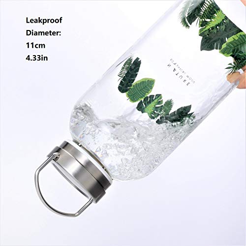 Botella Agua Cristal 2 Litros Reutilizable con Portátil Tapa Inox Funda Neopreno sin Bpa