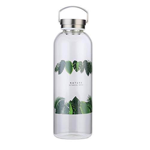 Botella Agua Cristal 2 Litros Reutilizable con Portátil Tapa Inox Funda Neopreno sin Bpa