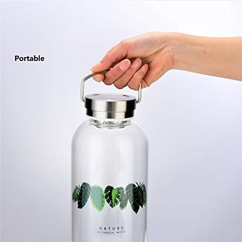 Botella Agua Cristal 2 Litros Reutilizable con Portátil Tapa Inox Funda Neopreno sin Bpa