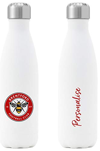 Botella de Agua con Aislamiento del Escudo del Brentford FC Personalizada, Color Blanco