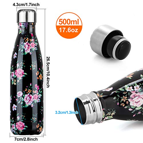 Botella de Agua de acero inoxidable sin BPA-500/750/1000 ml Botella Termica aisladas al vacío Botellas de doble pared reutilizable Mantiene bebidas 24h frías y 12h Calientes para Viaje, Deporte