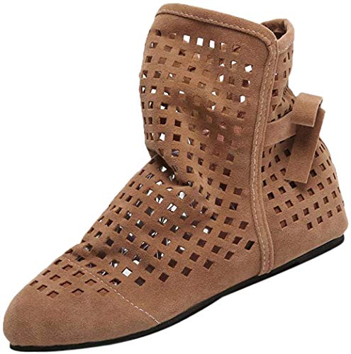 Botines Altos de Plano para Mujer Otoño Invierno 2018 PAOLIAN Botas Hueco Terciopelo Suela Blanda Militares Casual Zapatos de Señora Moda Calzado de Cuero Nobuk Dama Talla Grande