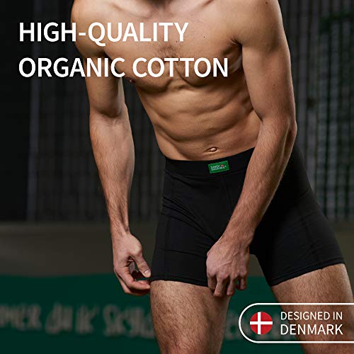 Boxer Calzoncillos Hombre Algodón Orgánico Pack de 3 Negro Azul Blanco (Negro, Large)