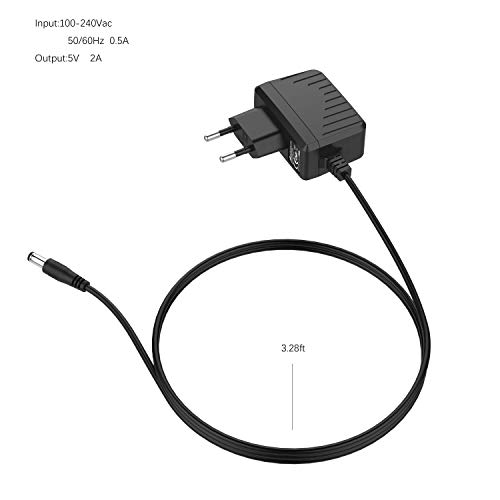 Bqeel DC 5V 2A Adaptador de Corriente | 5,5 mm x 2,1 mm | AC 100-240V | Adaptador para Android TV Box y Otros electrodomésticos