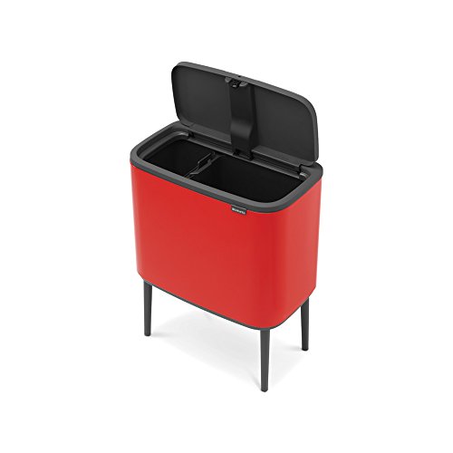 Brabantia Bo Touch Bin Cubo de Basura, 11 + 23 litros, Rojo (Passion Red)