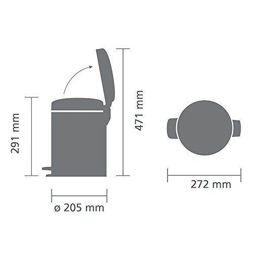 Brabantia Newicon-Cubo de Basura con Pedal, 5 l, Acero, Color Platinum, Inoxidable