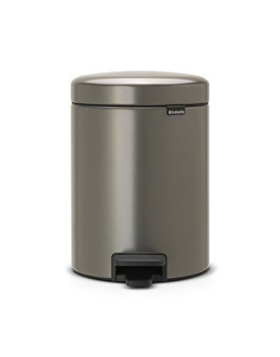 Brabantia Newicon-Cubo de Basura con Pedal, 5 l, Acero, Color Platinum, Inoxidable