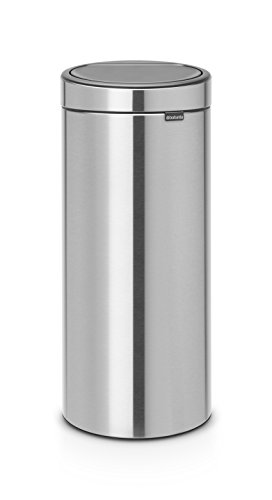 Brabantia Touch Bin Cubo de Basura, 30 litros, Anti-Huellas, De plástico, Acero Inoxidable, Mate antihuellas