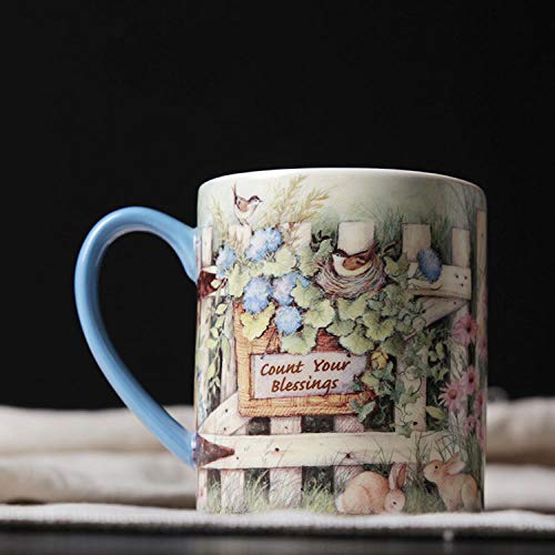 Brand High Quality Home Garden Cartoon Pastoral Drinkware Ceramic Decorative Mup With Handgrip Tea Milk Coffe Mugs And Cups450Ml