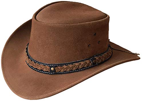 BRANDSLOCK Sombrero de Estilo Vaquero Australiano de ala Ancha de Estilo para Hombre (Camello, M)