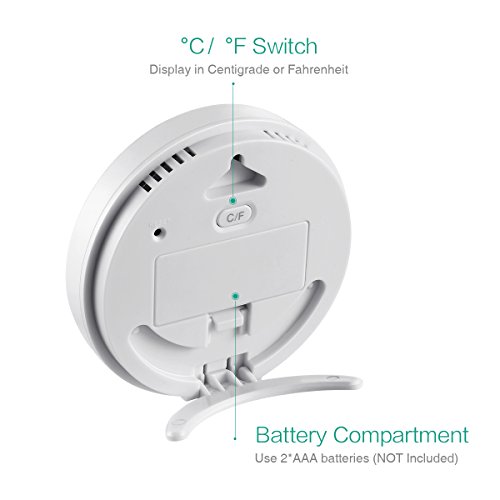 Brifit ORIA Termómetro interno, higrómetro digital interno, humedad del hidrómetro digital con alta precisión, pantalla LCD, grabaciones MIN / MAX, interruptor ° C / ° F, tendencia - Blanco