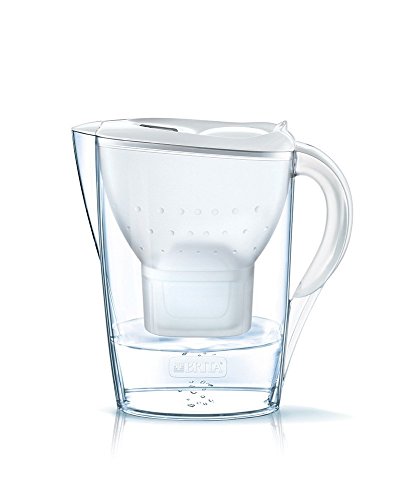 BRITA Marella blanca – Jarra de Agua Filtrada con 1 cartucho MAXTRA+, Filtro de agua BRITA que reduce la cal y el cloro, Agua filtrada para un sabor óptimo, 2.4L