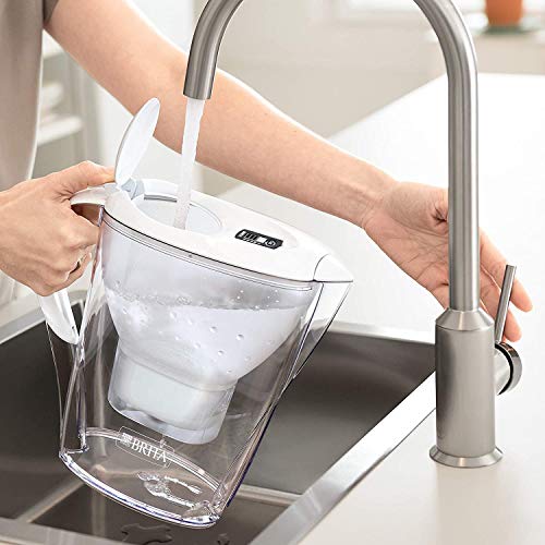 BRITA Marella blanca Pack Ahorro – Jarra de Agua Filtrada con 3 cartuchos MAXTRA+, Filtro de agua BRITA que reduce la cal y el cloro, Agua filtrada para un sabor óptimo, 2.4L