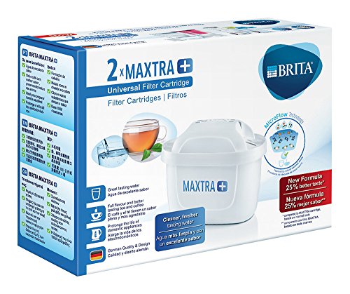 BRITA MAXTRA+ – Pack 2 filtros para el agua, Cartuchos filtrantes compatibles con jarras BRITA que reducen la cal y el cloro