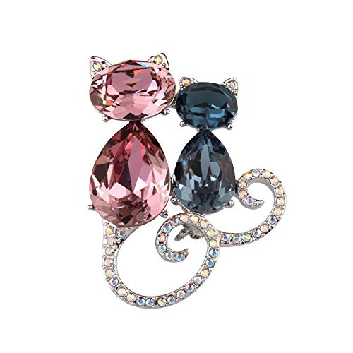 Broches navideños de cristal austriaco Broches y alfileres de gato Boda para regalo de mujer, púrpura