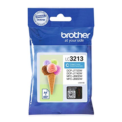 Brother LC3213C Cartucho de tinta cian original para las impresoras DCPJ572DW, MFCJ491DW, MFCJ497DW, MFCJ890DW y MFCJ895DW duración estimada hasta 400 páginas (según ISO/IE 24711)