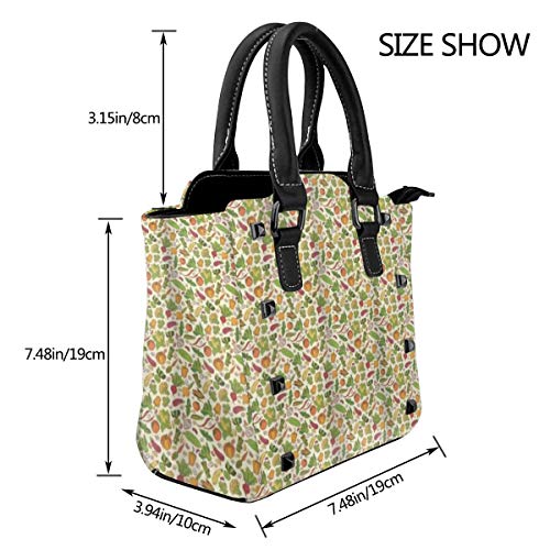 BROWCIN Arte vegetal Vida sana Cocinar Berenjena Pimienta Maíz Frijoles Hierbas Temporada Natural Fresco Multicolor Desmontable Moda Tendencia Bolso de las señoras Bolso de hombro