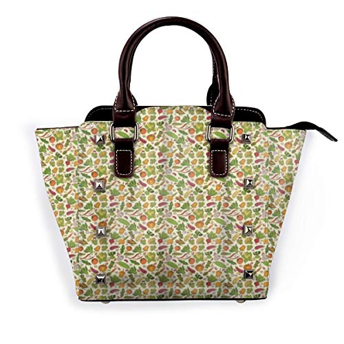 BROWCIN Arte vegetal Vida sana Cocinar Berenjena Pimienta Maíz Frijoles Hierbas Temporada Natural Fresco Multicolor Desmontable Moda Tendencia Bolso de las señoras Bolso de hombro