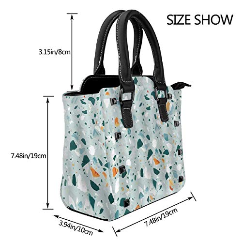 BROWCIN Superficie De Mármol Italiano Con Elegante Fondo De Mosaico De Suelo De Terrazo Desmontable Moda Tendencia Bolso de las señoras Bolso de hombro