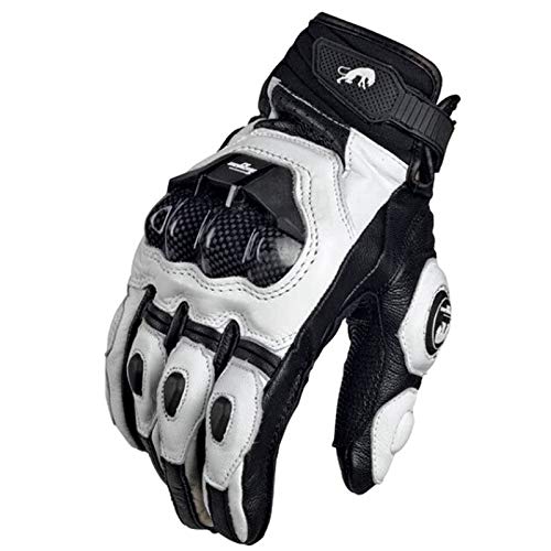 Bruce Dillon Guantes de Moto completos se refiere a Guantes de Moto y Moto para Hombres y Mujeres, Equipo de protección, Guantes de Moto -Blanco, M