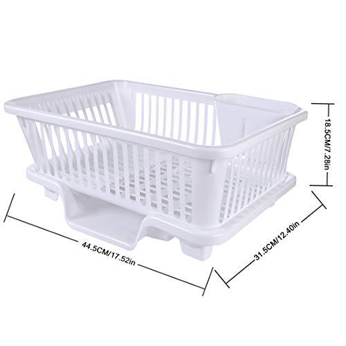 BSPAS - Escurreplatos de plástico con bandeja para goteo 44.5*31.5*18.5cm blanco