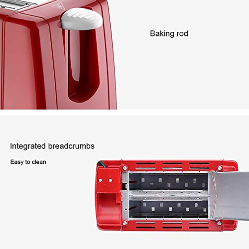 BTSSA Tostadora Automática para Dos Rebanadas con 6 Niveles De Tostado,680 W De Potencia,Función Descongelación Y Recalentar, Enviar Guardapolvo + Pinza De Pan + Cuchillo De Mantequilla,Rojo