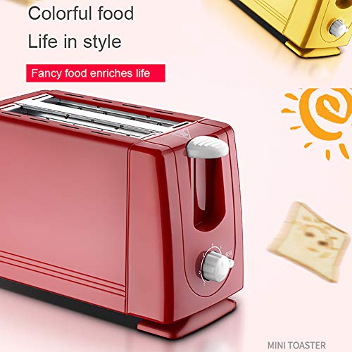 BTSSA Tostadora Automática para Dos Rebanadas con 6 Niveles De Tostado,680 W De Potencia,Función Descongelación Y Recalentar, Enviar Guardapolvo + Pinza De Pan + Cuchillo De Mantequilla,Rojo