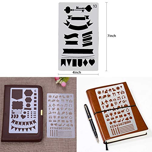 Bullet Journal Stencil Set, HE-TOP 20 Piezas Plantillas Pintura Reutilizables para Diario, Pintura, Scrapbooking, Diario, Artes, Album de Fotos Diy, Tener Números, Letras, Formas, Patrones