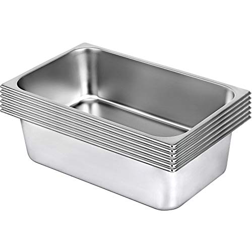 BuoQua Bandeja Rectangular de Acero Inoxidable 50 x 30 x 15 CM 6 Unidades Bandeja Honda Rectangular para Servir Bandeja Profunda para Horno Bandeja de Acero Inoxidable Bandeja para Arroz al Vapor