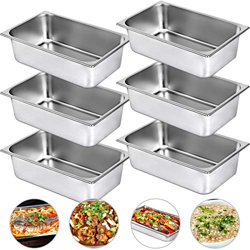 BuoQua Bandeja Rectangular de Acero Inoxidable 50 x 30 x 15 CM 6 Unidades Bandeja Honda Rectangular para Servir Bandeja Profunda para Horno Bandeja de Acero Inoxidable Bandeja para Arroz al Vapor