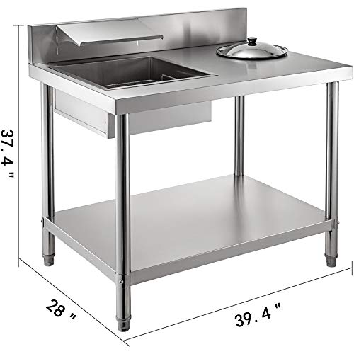 BuoQua Mesa de Freidora Acero Inoxidable 100X70X80cm Mesa de Fritura para Freír Pollo o Pescado Funciona Muy Bien para Aplicaciones Que Incluyen Restaurantes Teterías Cafeterías Bares y Más