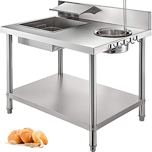 BuoQua Mesa de Freidora Acero Inoxidable 100X70X80cm Mesa de Fritura para Freír Pollo o Pescado Funciona Muy Bien para Aplicaciones Que Incluyen Restaurantes Teterías Cafeterías Bares y Más