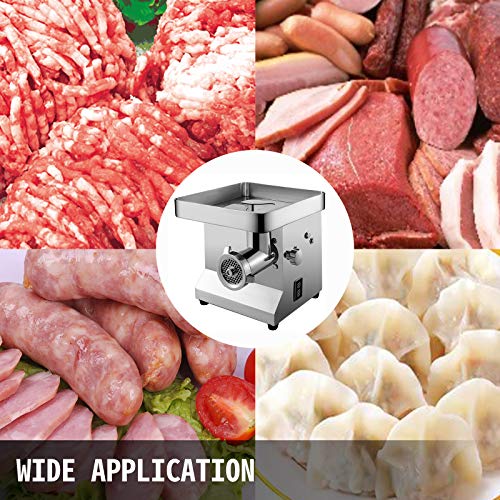 BuoQua Picadora de Carne Eléctrica 1100 W 300 kg por Hora Máquina de Salchichas Acero Inoxidable Moler Carne para Hamburguesas Salchichas etc para Restaurantes Supermercados Carnicerías