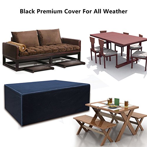 Buzazz Fundas de Muebles Oxford Tela Impermeable Resistente al Polvo Anti-UV Protección Exterior Muebles de Jardín Cubiertas de Mesa y Silla Negro (270 x 180 x 89 cm)