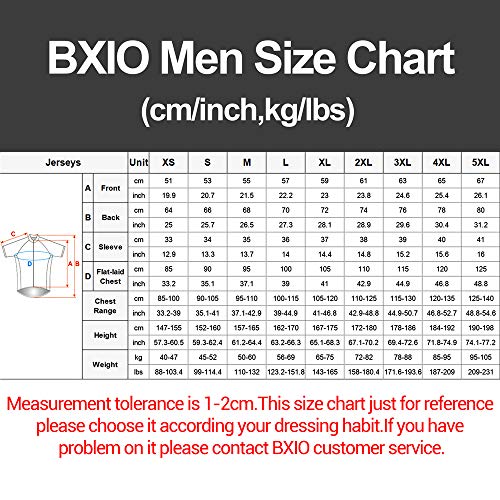 BXIO - Camiseta de Ciclismo para Hombre, con 3 Bolsillos Traseros elásticos con Banda Reflectante para Seguridad, Cremallera Completa y Tira Antideslizante para Mangas Cortas (186(Jerseys Only), 2XL)